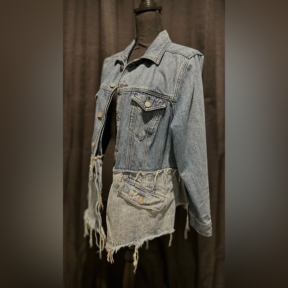 Buckle Mutli Colored Denim Jacket with Distressed Look - Picture 2 of 3